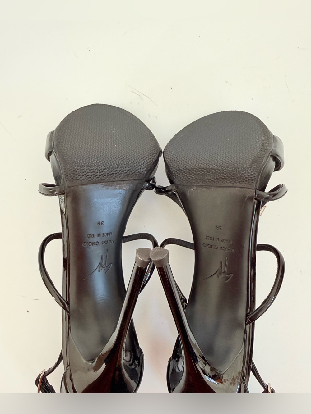 Giuseppe Zanotti Lights Up Crystal Baguette Black Patent Stiletto Sandals 38 - Picture 6 of 8
